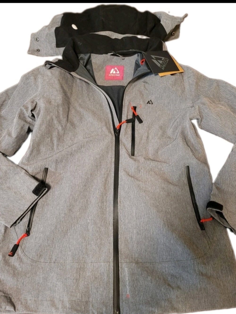 NWT Apricoat Women’s L Gray Technical Adventure Jacket Hooded Travel Outdoor